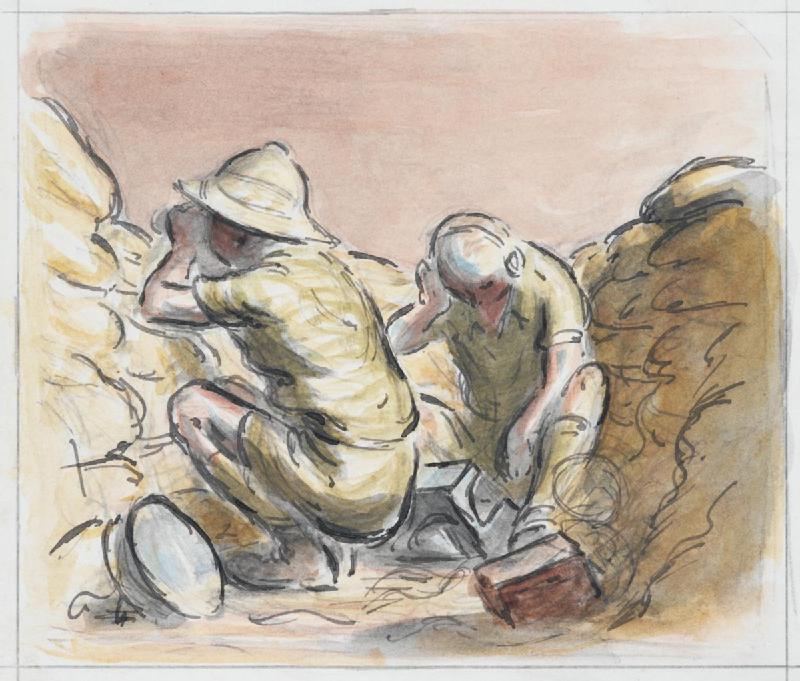 Edward Ardizzone, Observation Post, 1944 — watercolour and ink, Imperial War Museum